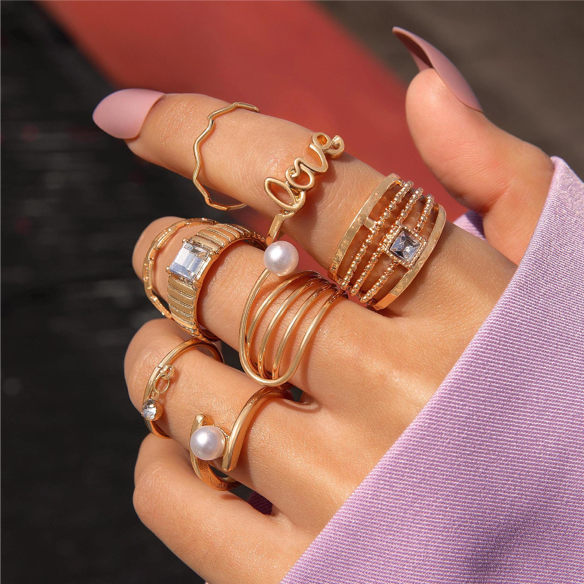 Wholesale Vintage Cross Spiral Gold Open Ring Set